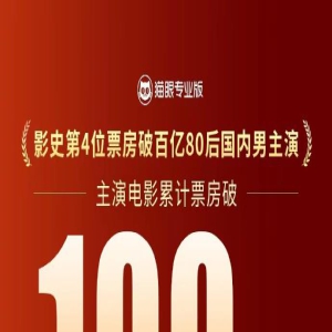 影史第4位！演员朱一龙个人电影累计票房破百亿